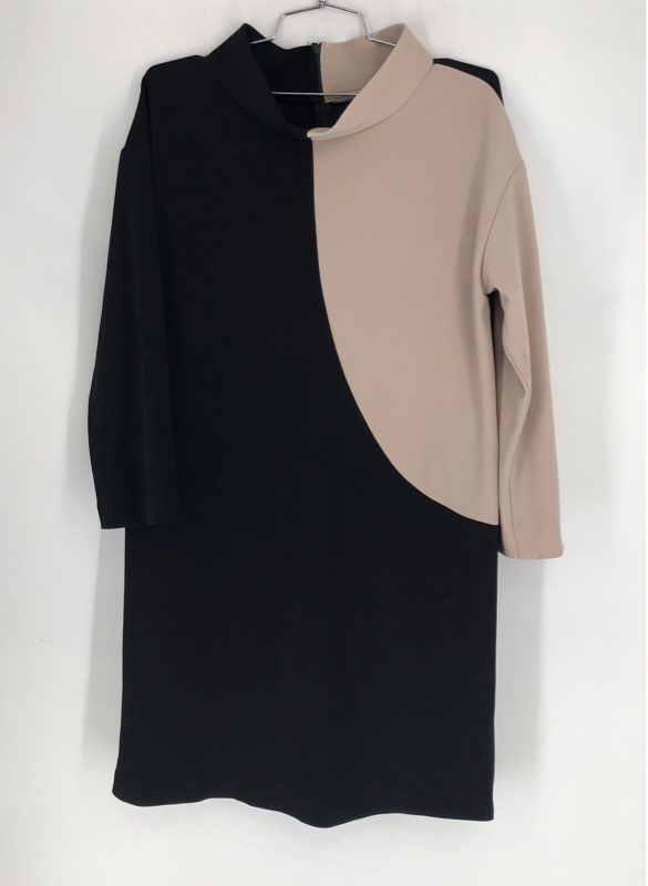 Joseph Ribkoff Women's NWT Colorblock Mock Neck Sheath Dress Black Sand Sz 8