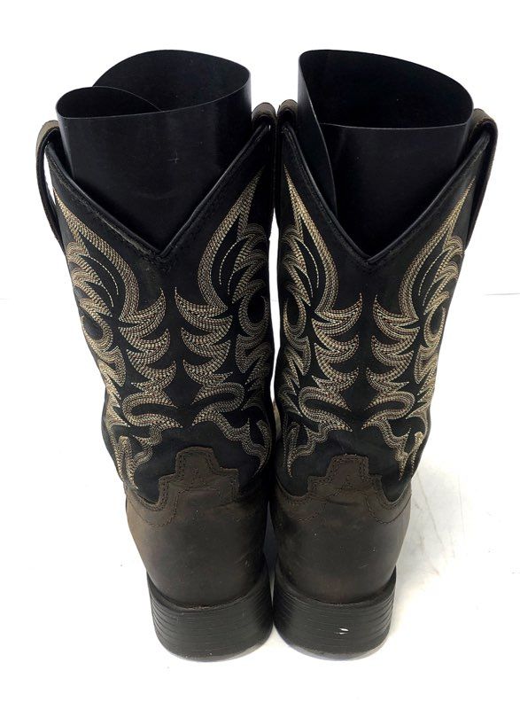 Justin MJ1011 Bent Rail Western Cowboy Boots Brown Black Square Toe Size 8D