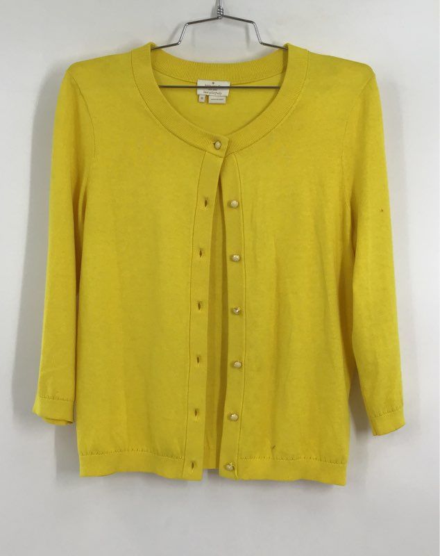 Kate Spade New York Women&#39;s Yellow Knitted Long Sleeve Cardigan Sweater - Size M