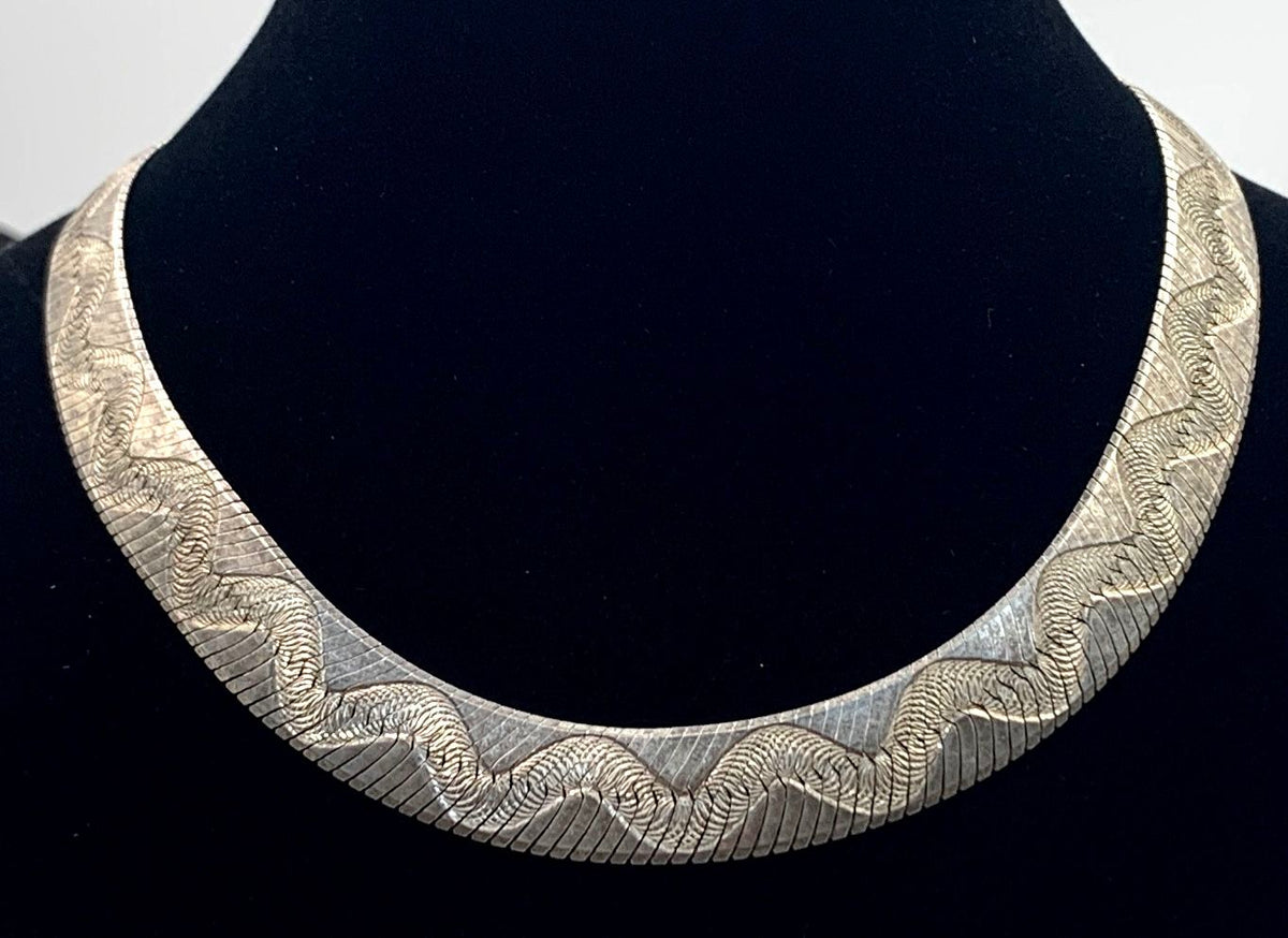 Sensational Sterling (.925) Silver 15.5" Herringbone 13mm Necklace 15.2g