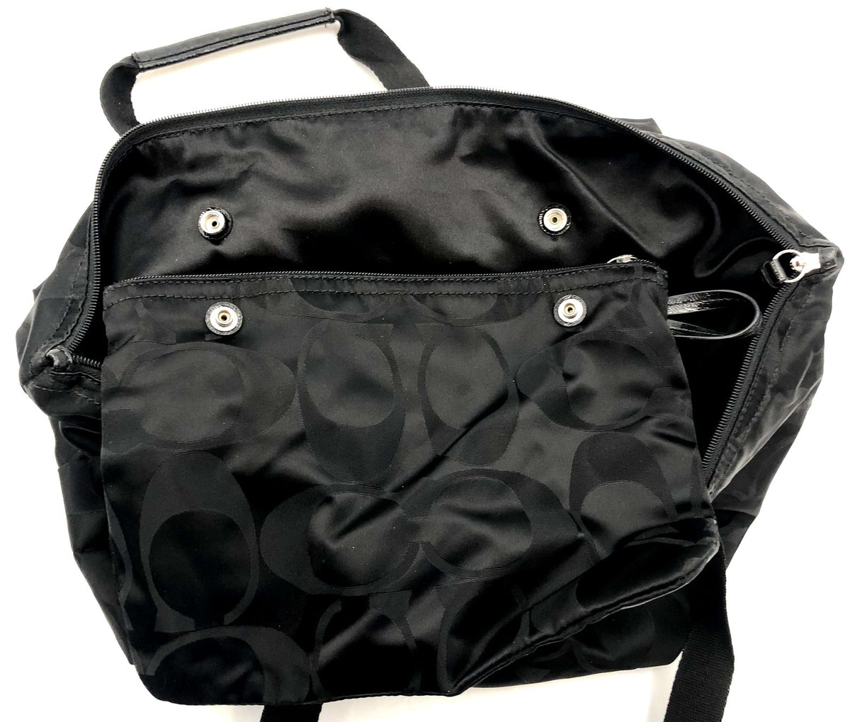 Coach Black Signature Nylon Getaway Tote w/ Detachable Interior Zip Pouch (+COA)