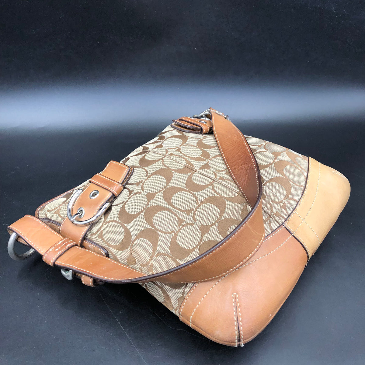 Coach Y2k Cognac Brown\Tan 'Jacquard Logo' Messenger Bag (+COA)
