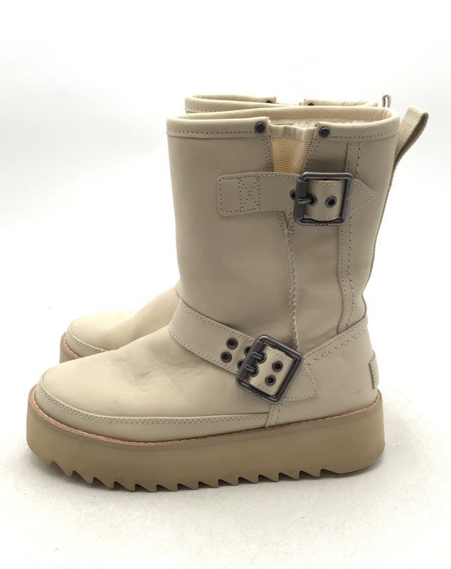 UGG Women&#39;s Classic Rebel Biker Short 1106913 Tan Mid-Calf Snow Boots - Size 6