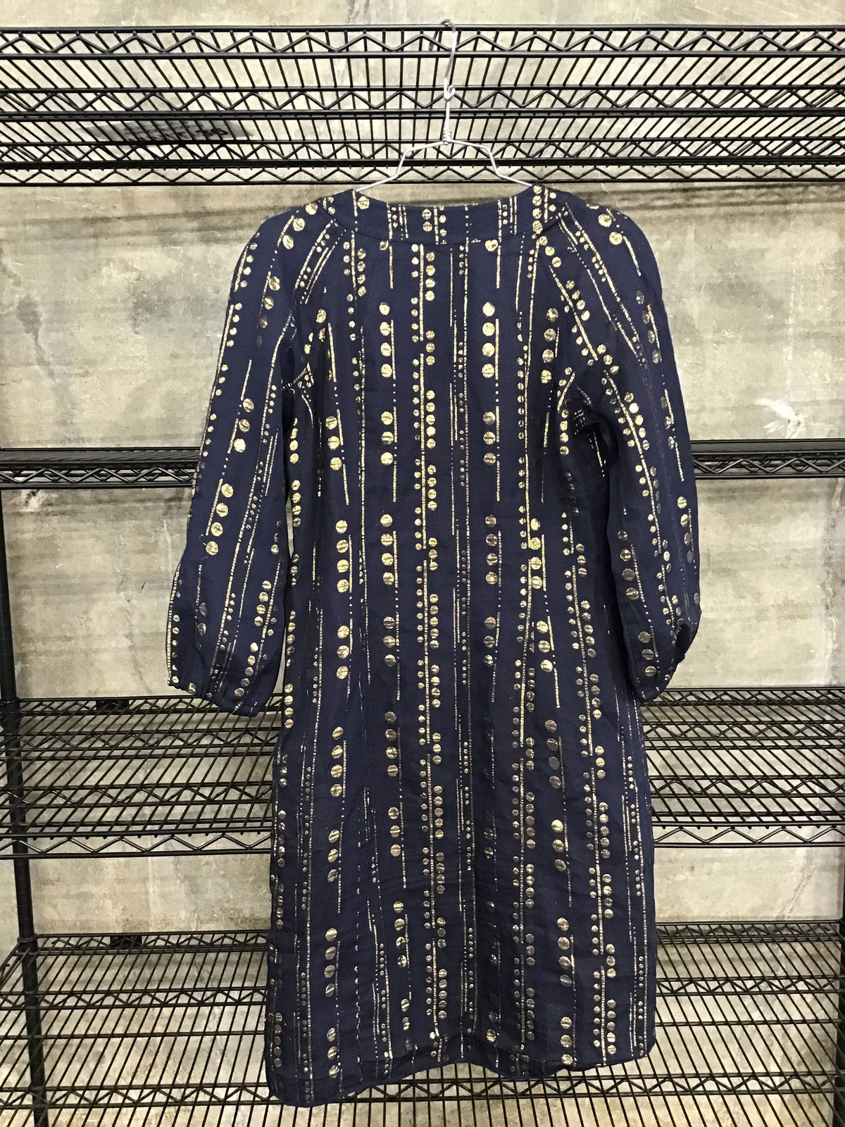 Tory Burch Navy Blue\Gold Silk Blend Tunic Dress-Size: 6 (+COA)