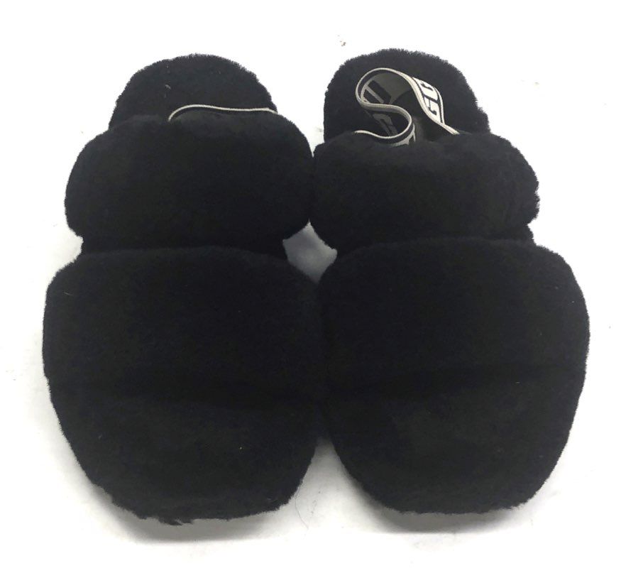 UGG Oh Yeah Black Shearling Slingback Slide Slippers Women's Size 8