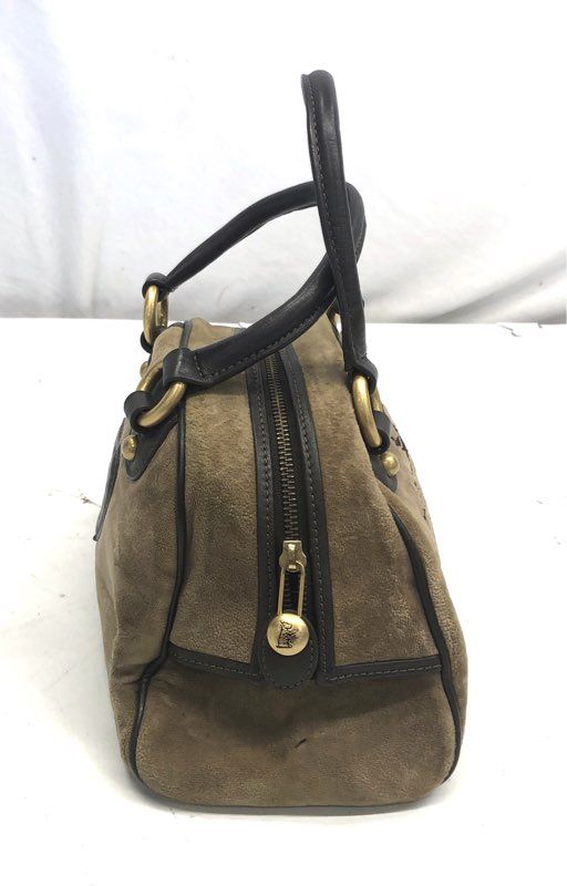 Vintage 2000s Juicy Couture Olive Velour Crown Embroidered Bowler Satchel Bag