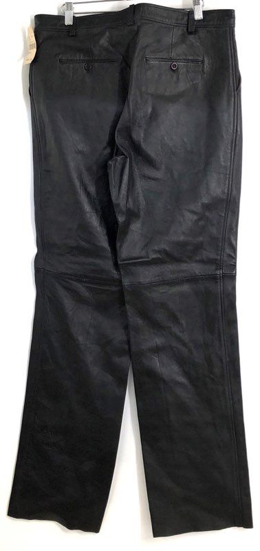 Vintage Pelle Studio Women's Black Leather Straight Leg Pants Sz 34 NWT Y2K