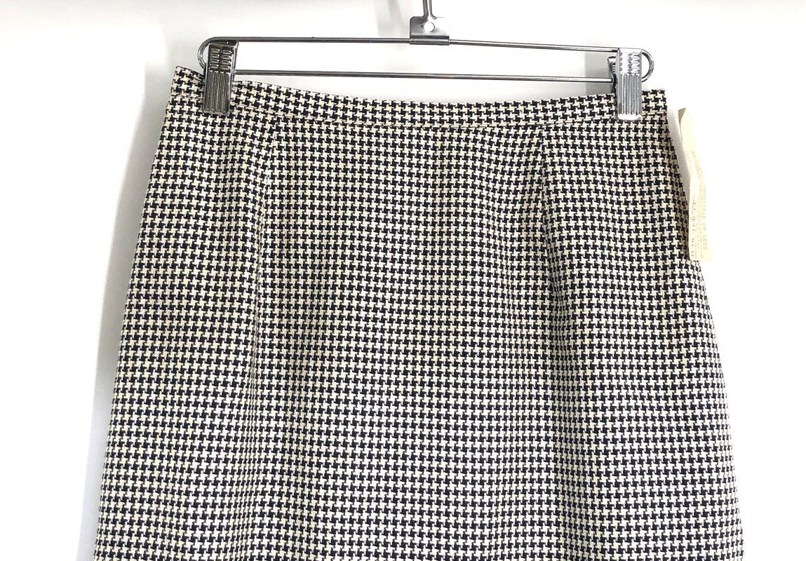 Vintage 90s Sergio Pellari Women's Houndstooth Silk Wool Skirt Italy NWT Sz 40