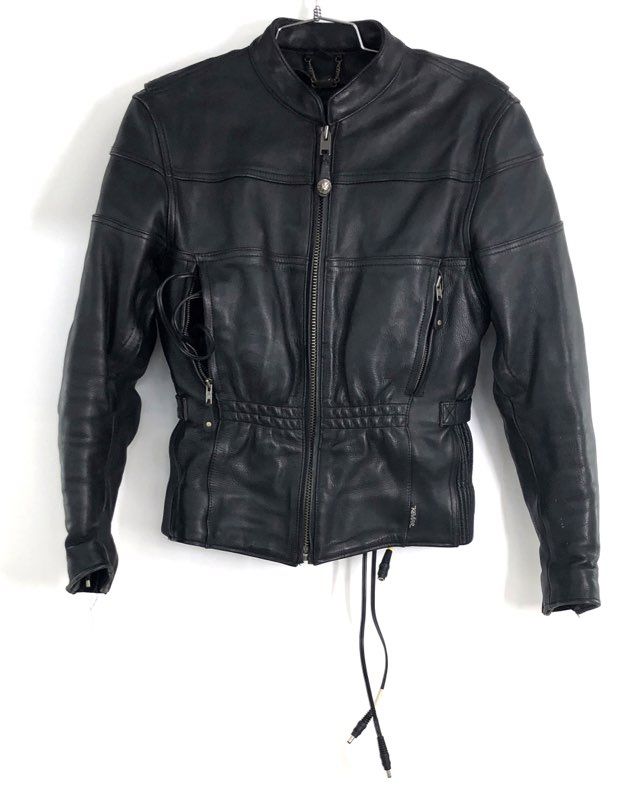 Gerbing's Women's Black Heated Leather Motorcycle Jacket Kevlar Thinsulate Sz M