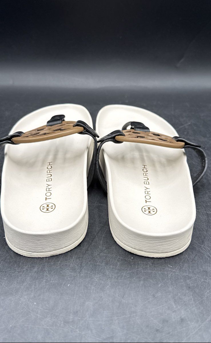 Tory Burch Mini Miller Jelly Platform Thong Sandals White Black Tan Size 4.5
