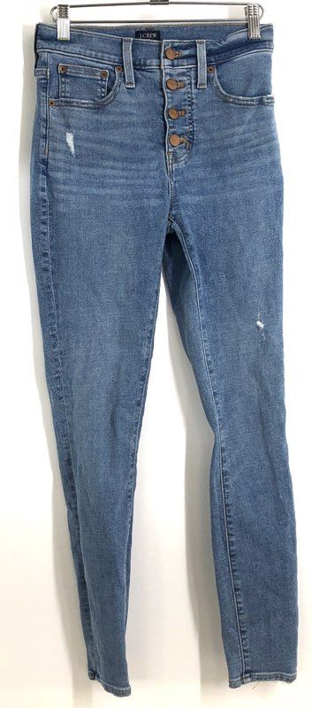J.Crew Women's Blue 10" High-Rise Skinny Button Fly Stretch Denim Jeans Sz 25