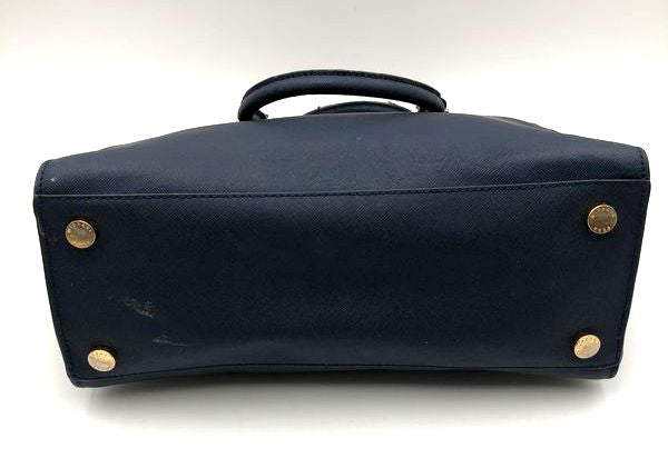 Michael Kors Navy Blue Jet Set Shelia Satchel Bag Gold Hardware COA