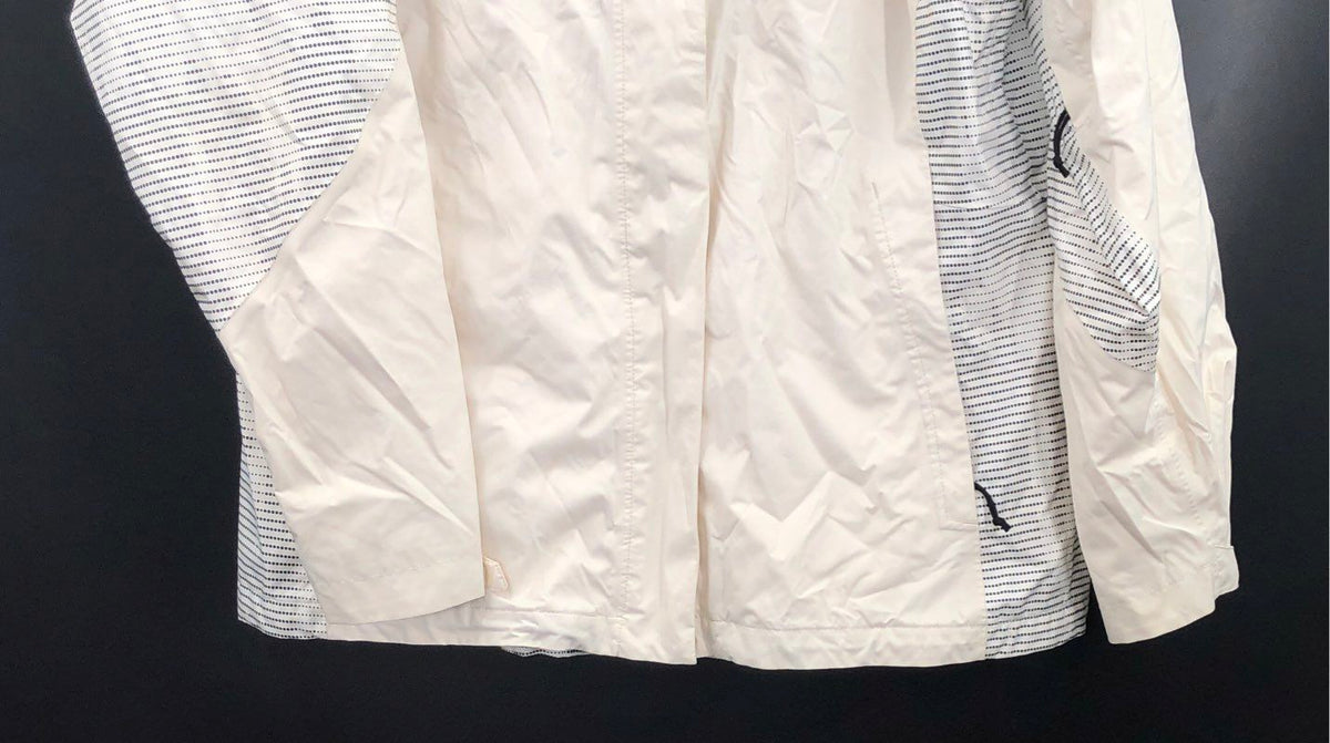 The North Face Women's Hooded Shell Jacket White Black Dotted Stripe Size XL
