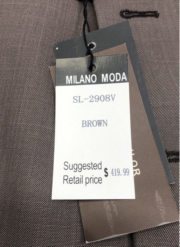 Milano Moda Men's Brown 4 Button Wool Feel Blazer Jacket NWT