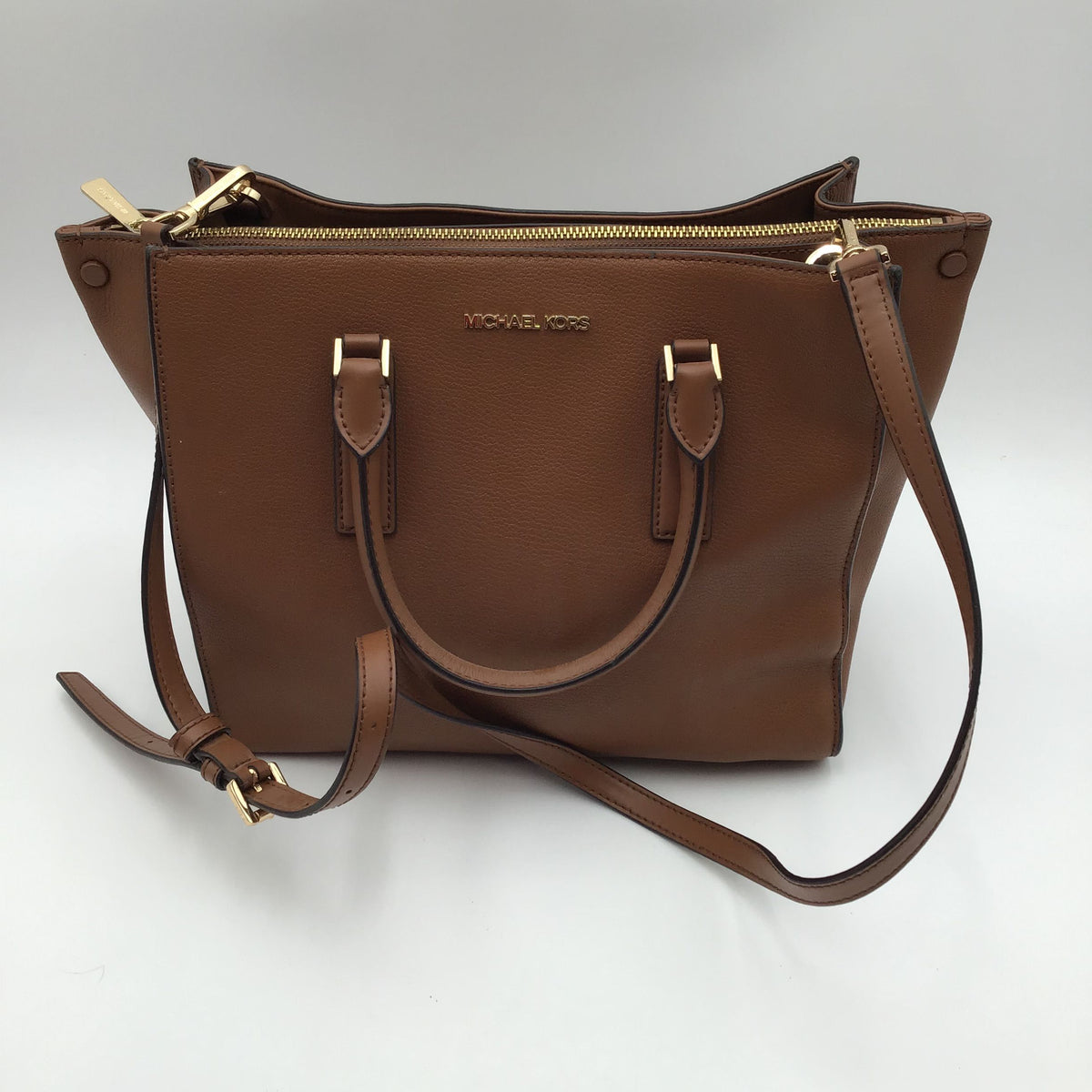 Authentic Michael Kors Brown Leather Luxury Satchel Bag - COA Included