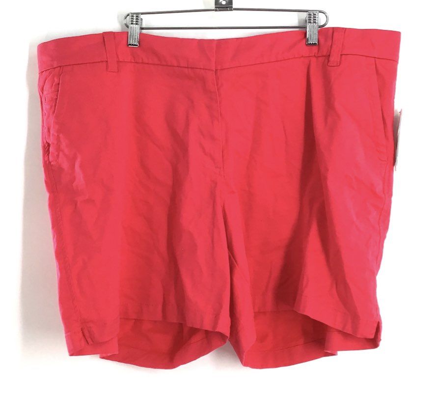 Crown & Ivy Women's Caroline Stretch Twill Shorts Coral 7" Inseam Sz 20W NWT