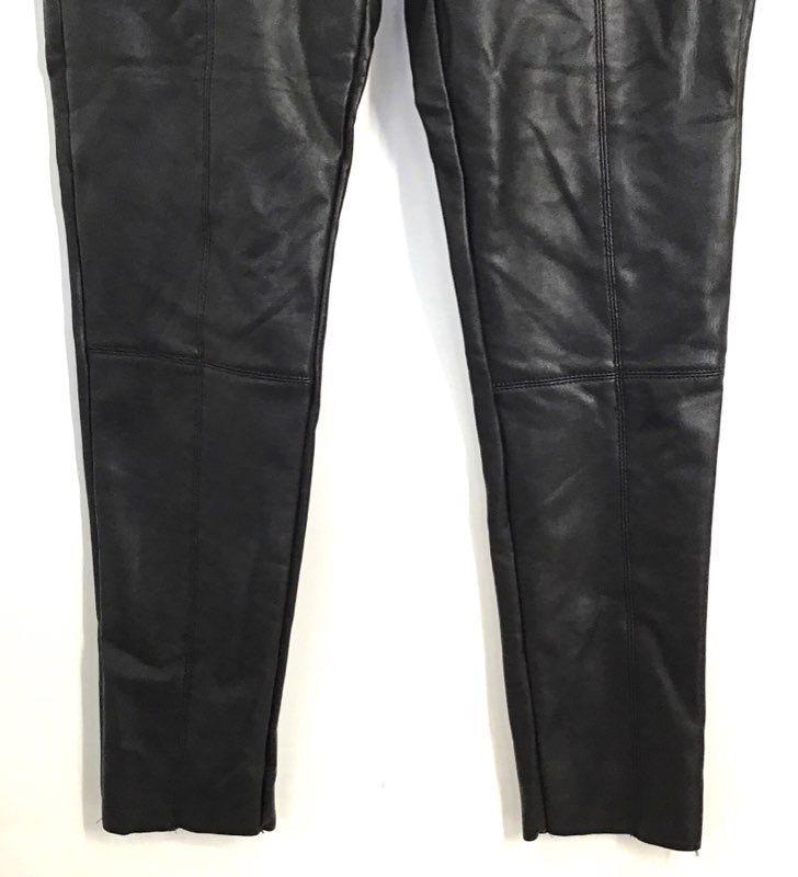 Topshop Women's Black Faux Leather Side Zip Seamed Skinny Pants Sz 8