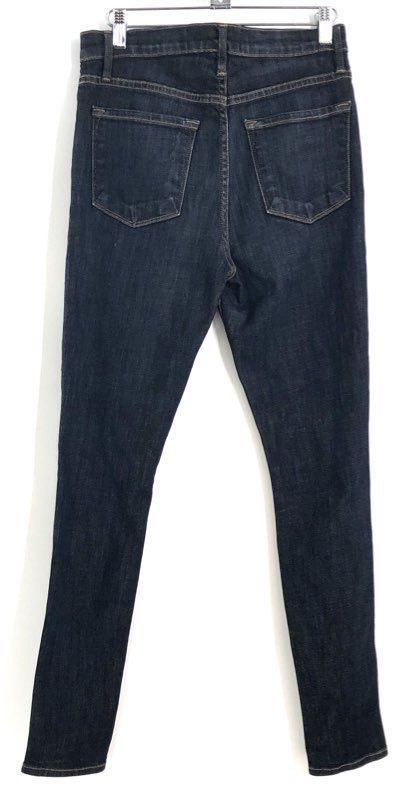 FRAME Women's Ali High Rise Skinny Jeans Dark Blue Distressed Knee Rips Sz 28