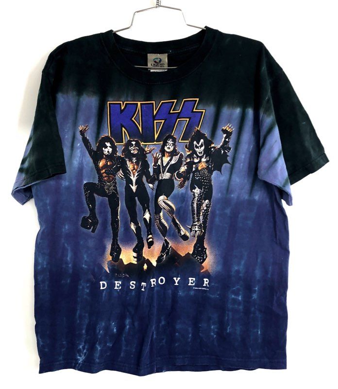 KISS Destroyer Album Tie Dye T-Shirt Reprint Liquid Blue Sz M