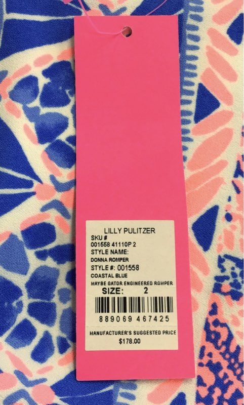 NWT Lilly Pulitzer Women's Coastal Blue Donna One-Piece Romper - Size 2