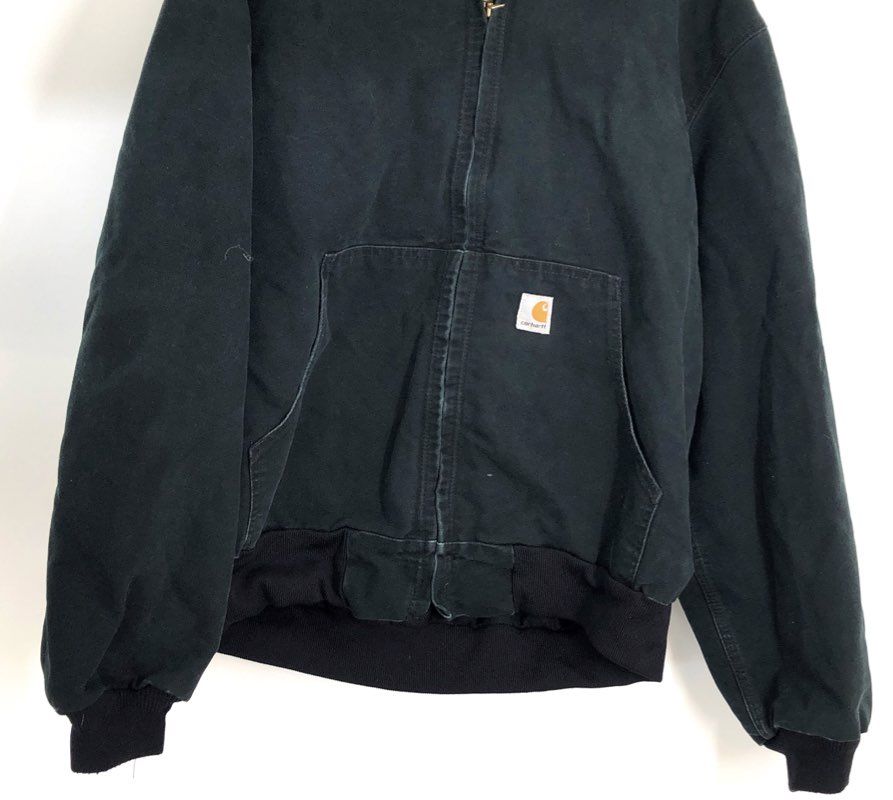 Carhartt Men's Black J131 Thermal Lined Duck Active Jacket Hooded Sz L