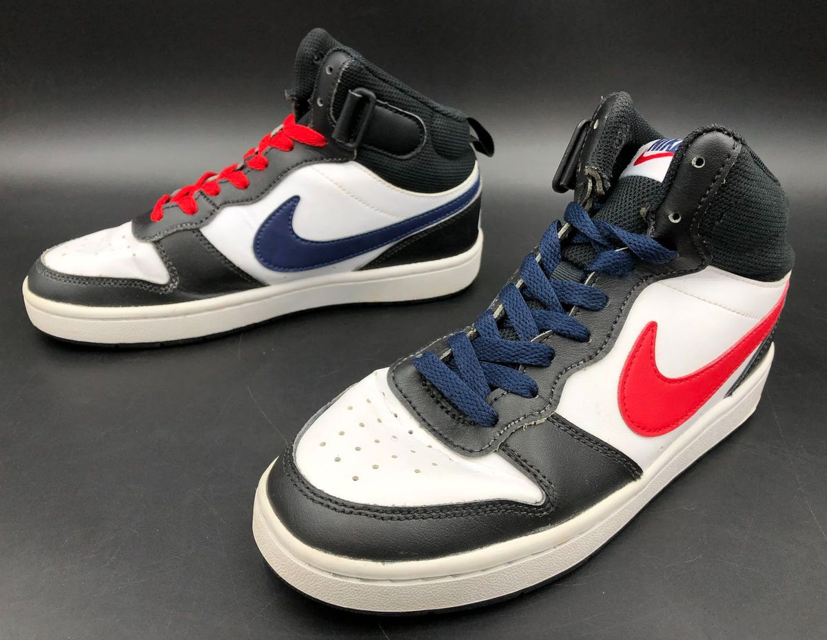 Nike Court Borough Mid 2 GS &#39;White Black Univ. Red Blue&#39; Sneakers - Sz 5Y (+COA)