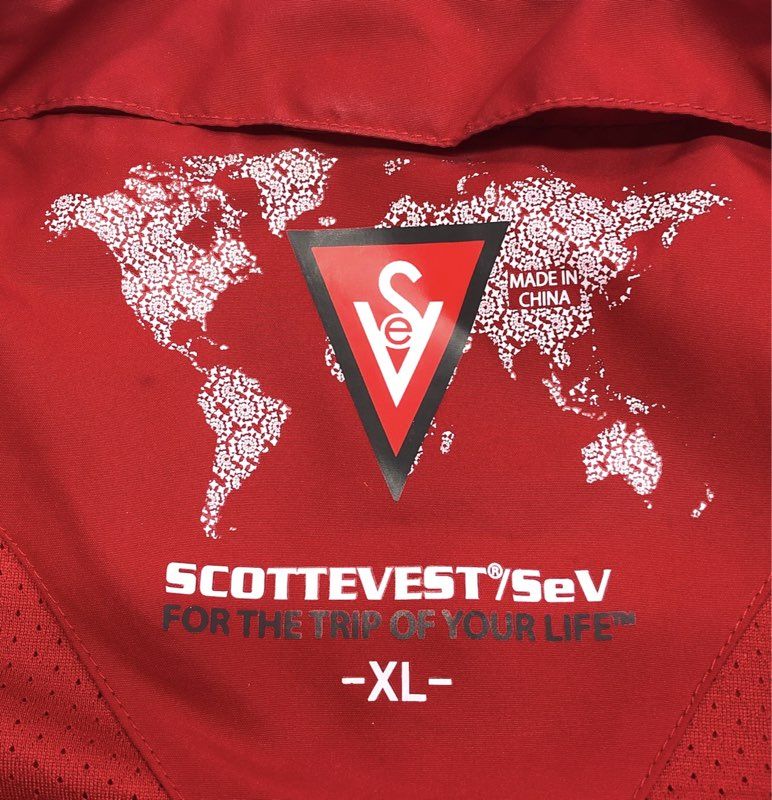 Scottevest Men's Red Multi-Pocket Travel Vest Jacket Tech Vented Sz XL