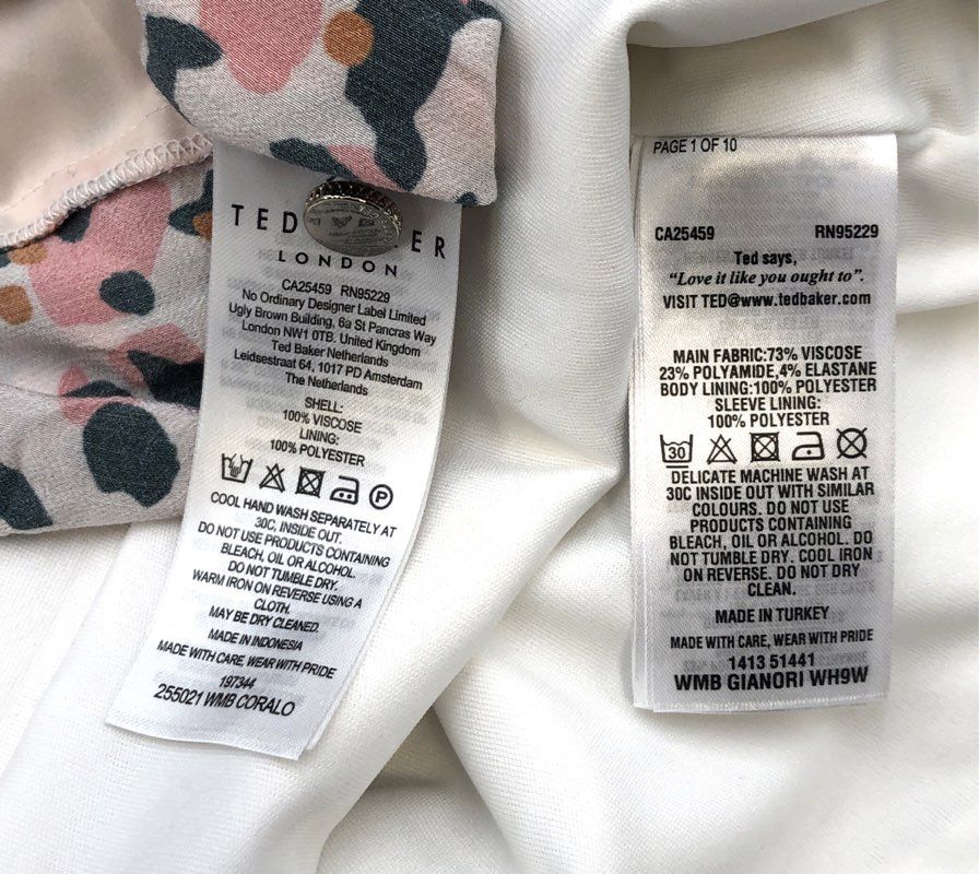 Ted Baker Women's Top Lot of 2 White Gianori Sz 2 & Leopard Coralo Sz 1