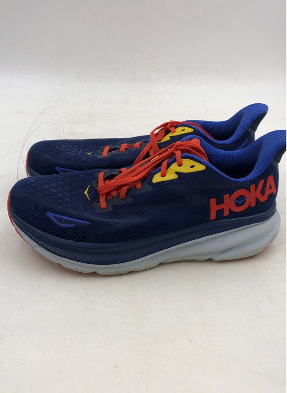 Hoka One One Men&#39;s Clifton 9 Blue Running Athletic Shoes - Size 11D