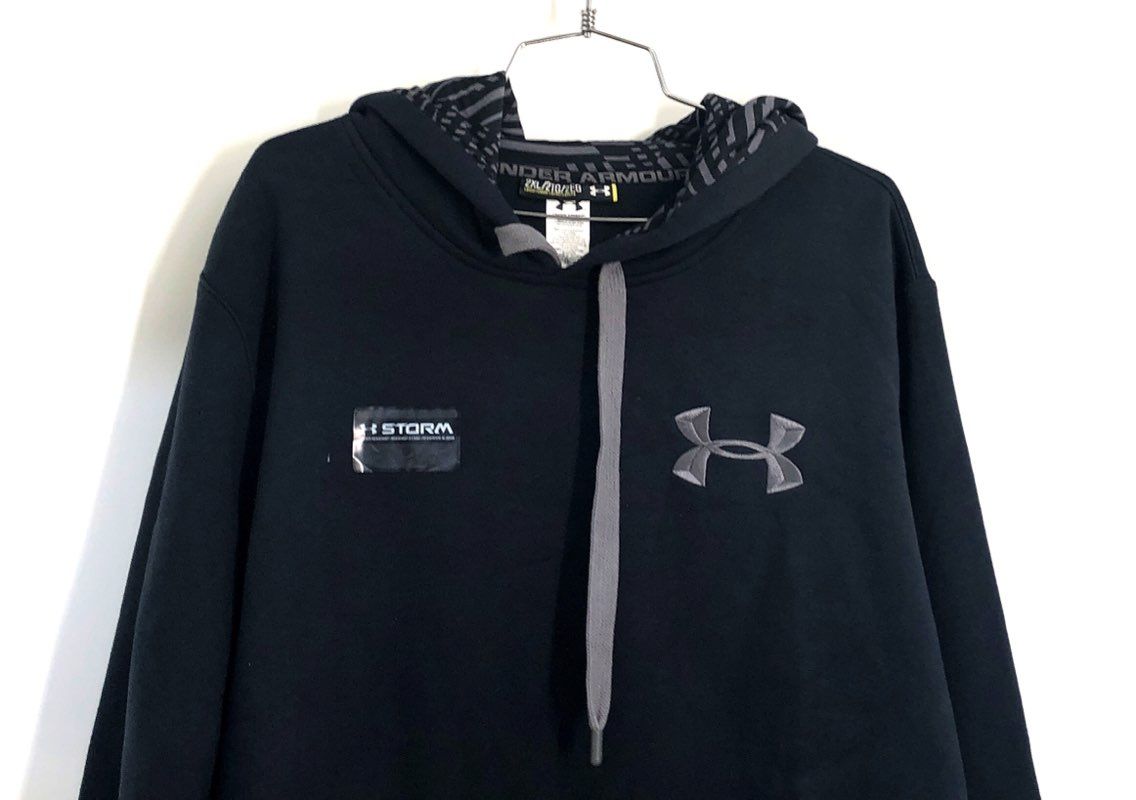 Under Armour Men's Storm Hoodie Black Fleece Pullover Loose Fit Sz 2XL