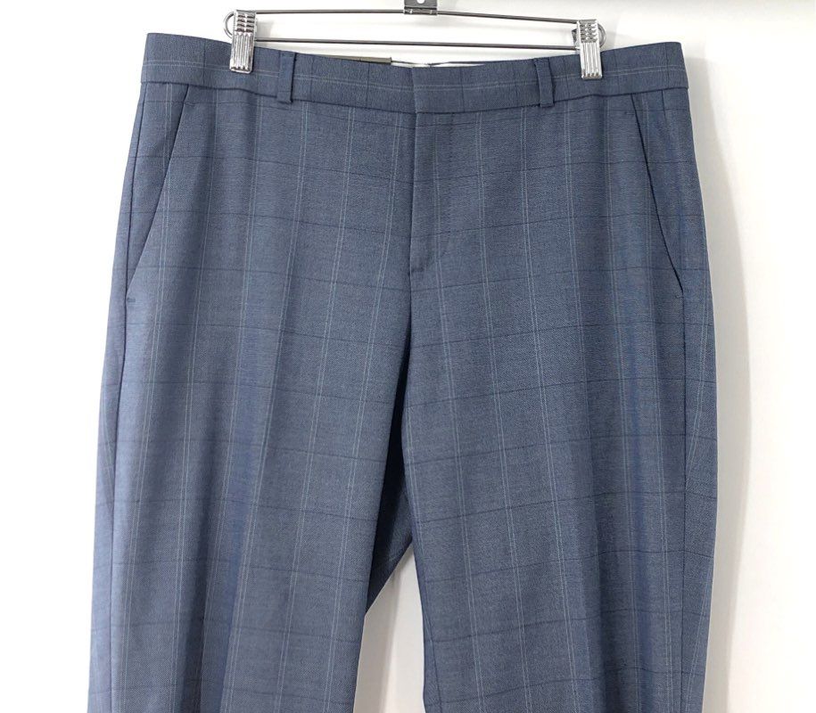 Banana Republic Women's Logan Blue Plaid Straight Leg Pants NWT Sz 10