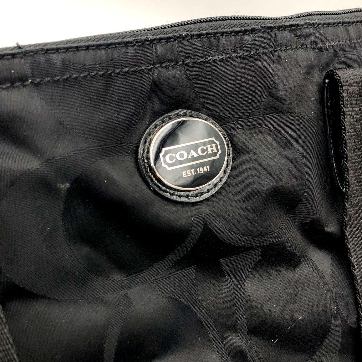 Coach Black Signature Nylon Getaway Tote w/ Detachable Interior Zip Pouch (+COA)