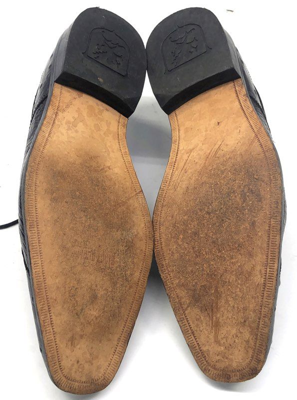 Stacy Adams Black Ostrich Leg Embossed Leather Oxford Dress Shoes Men's Size 10
