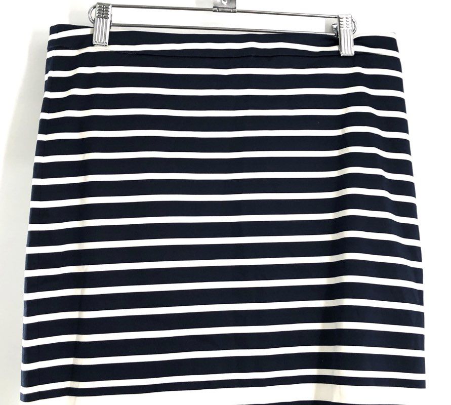 J.Crew Women's The Pencil Skirt Navy White Striped Stretch Cotton NWT Sz 8
