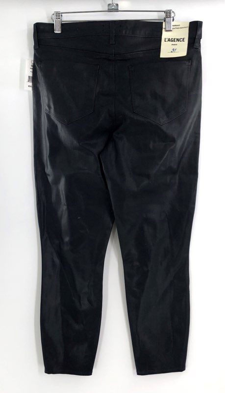 L'Agence Women's Margot High Rise Skinny Coated Black Pants NWT Sz 31