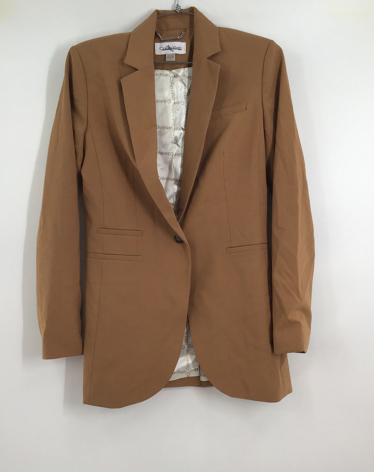 Calvin Klein Women&#39;s Brown Notch Lapel Single-Breasted Blazer - Size 2