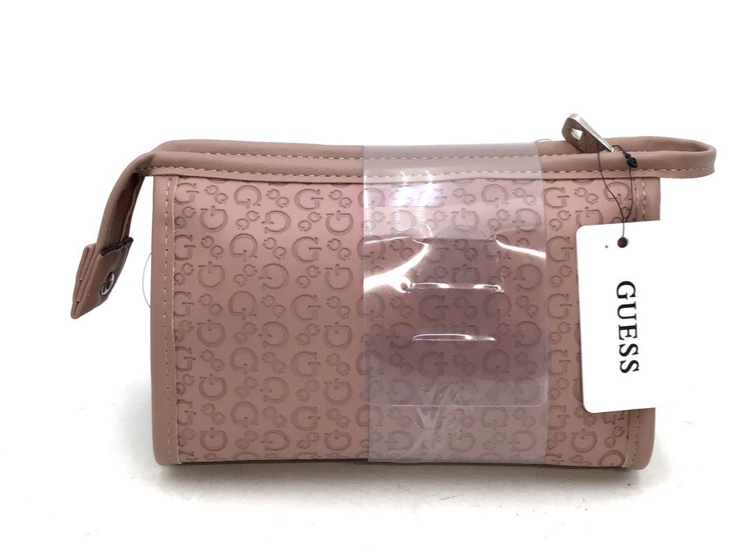 Guess Dusty Mauve Crimson Travel 2-Piece Makeup Cosmetic Bag Set NWT