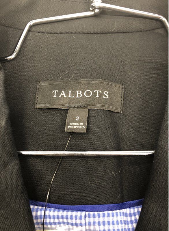 Talbots Women's Black 2-Button Blazer Gingham Lining NWT Sz 2 Career Suit Jacket