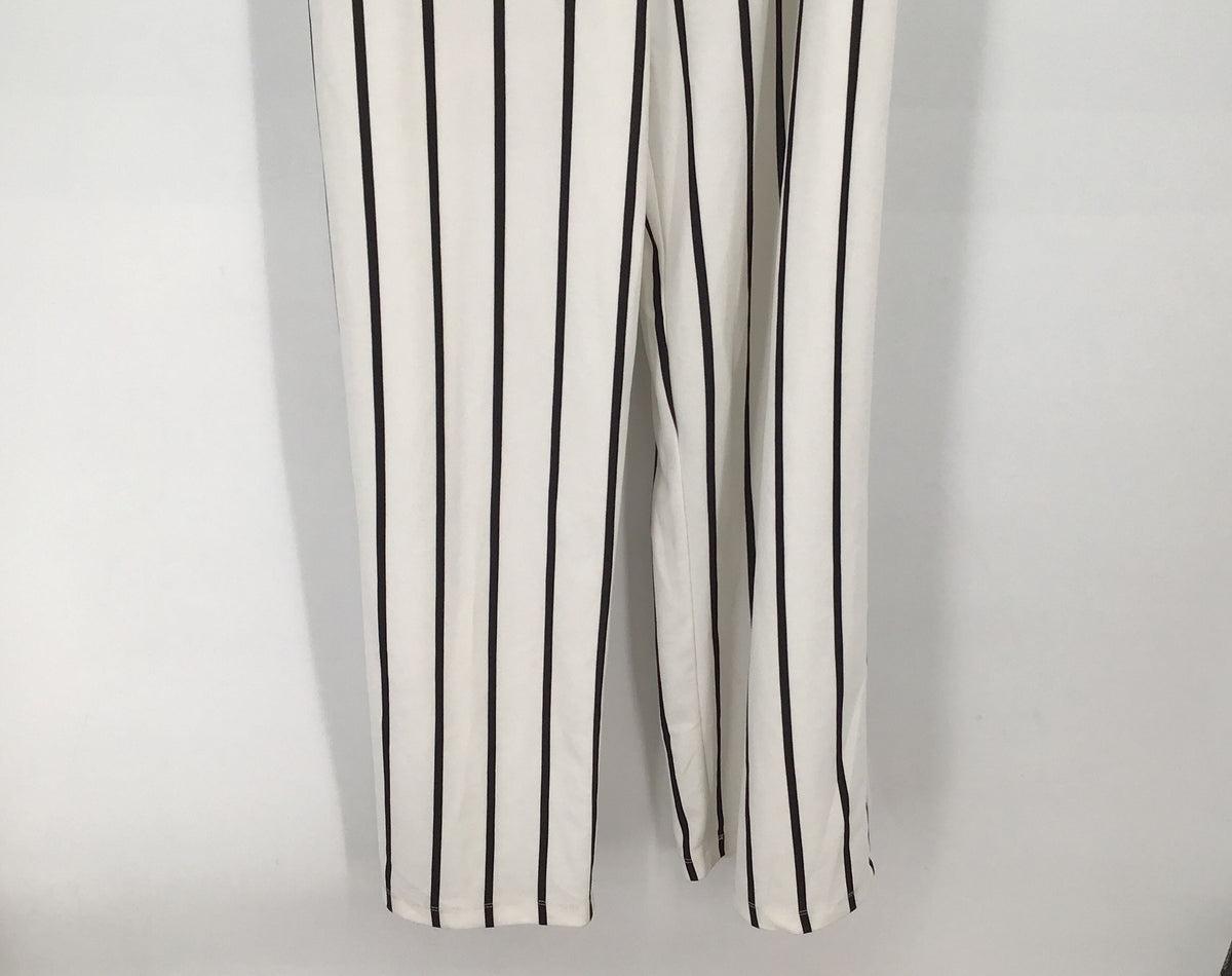 NWT Premier Amour Women&#39;s White Striped Back Zip One-Piece Jumpsuit - Size 16