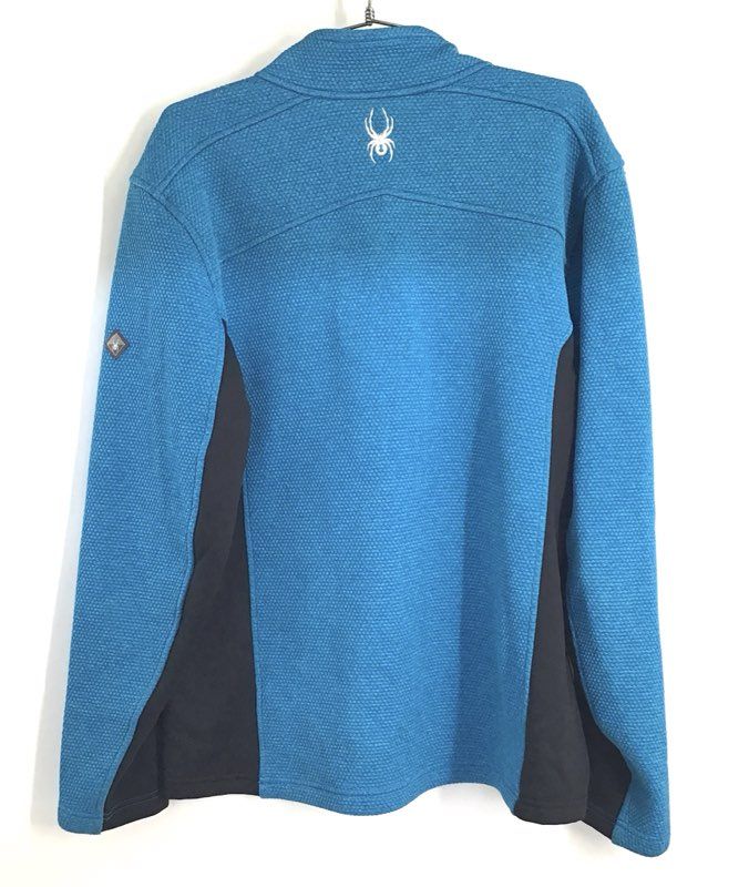 Spyder Men's Blue Encore 1/4 Zip Waffle Knit Fleece Sweater Jacket Size L