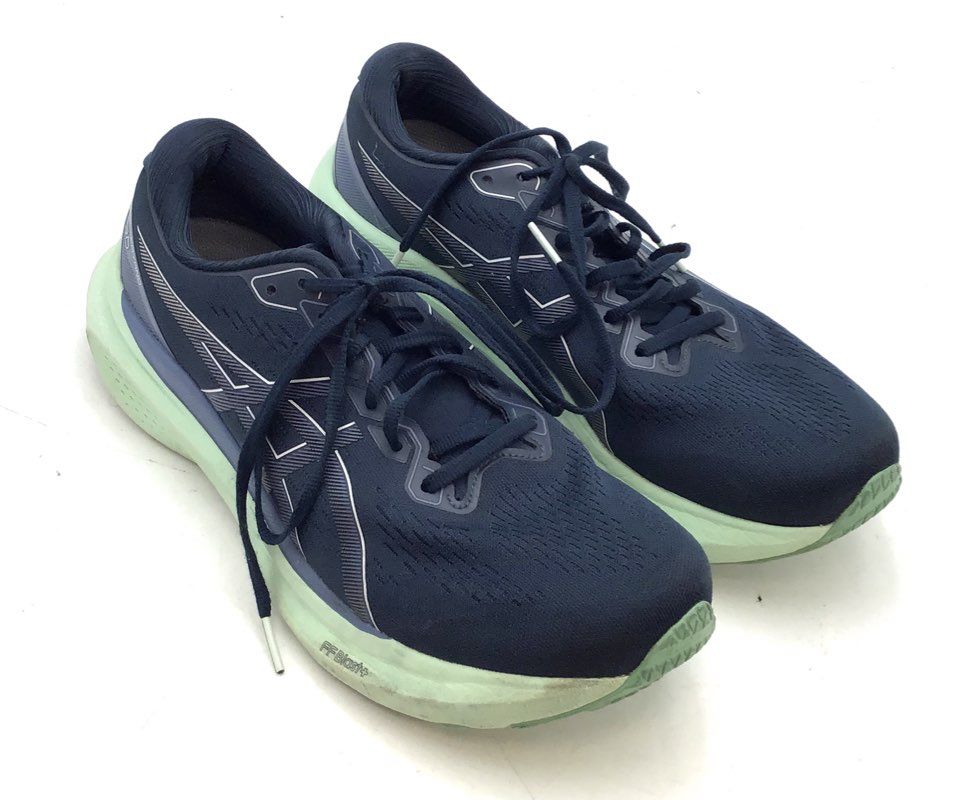 ASICS Gel-Kayano 30 Navy Blue Mint Green Running Shoes Women's Size 11.5