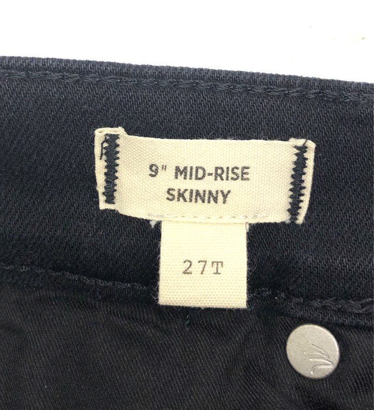Madewell Women's 9" Mid-Rise Skinny Jeans Black Tencel Blend NWT Sz 27T