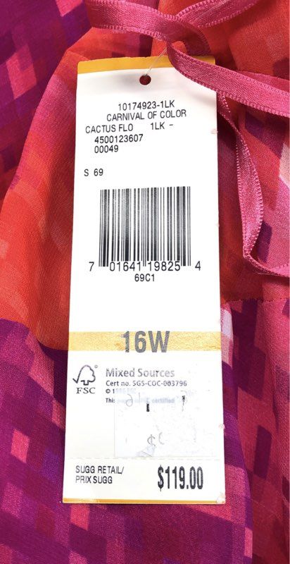 Jones New York Women's Pink Orange Multi Carnival of Color Dress NWT Sz 16W