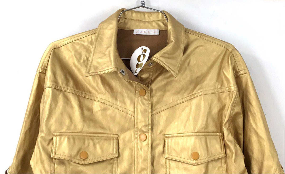 NWT Karlie Women's Gold Fringe Jacket - Size S