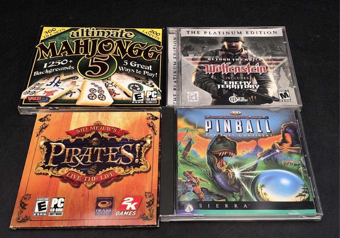 Wolfenstein Pirates! Mahjongg 15 PC CD-ROM Game Lot Windows XP 98 Vista