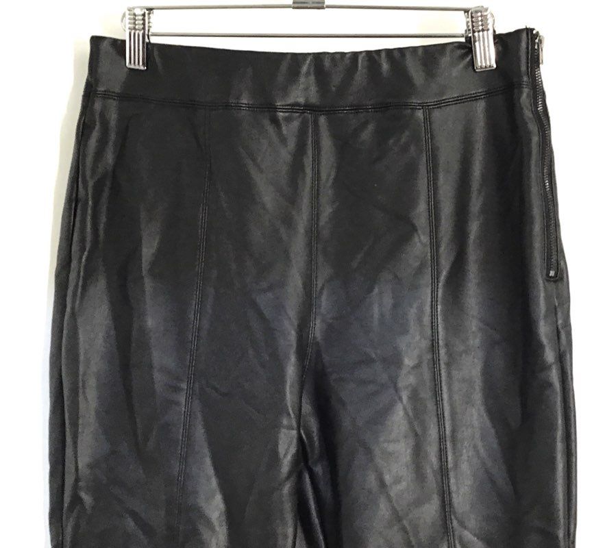 Topshop Women's Black Faux Leather Side Zip Seamed Skinny Pants Sz 8
