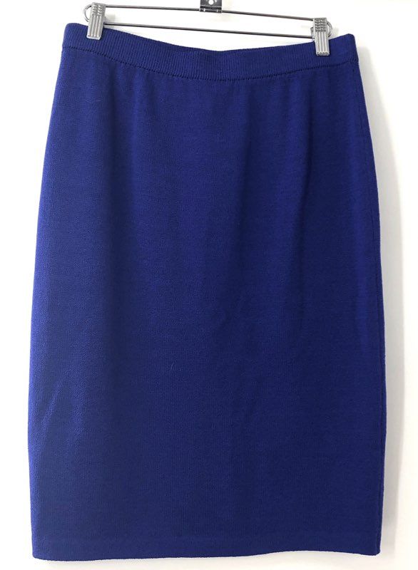 Vintage 90s St. John Collection Women's Royal Blue Santana Knit Skirt Sz 8