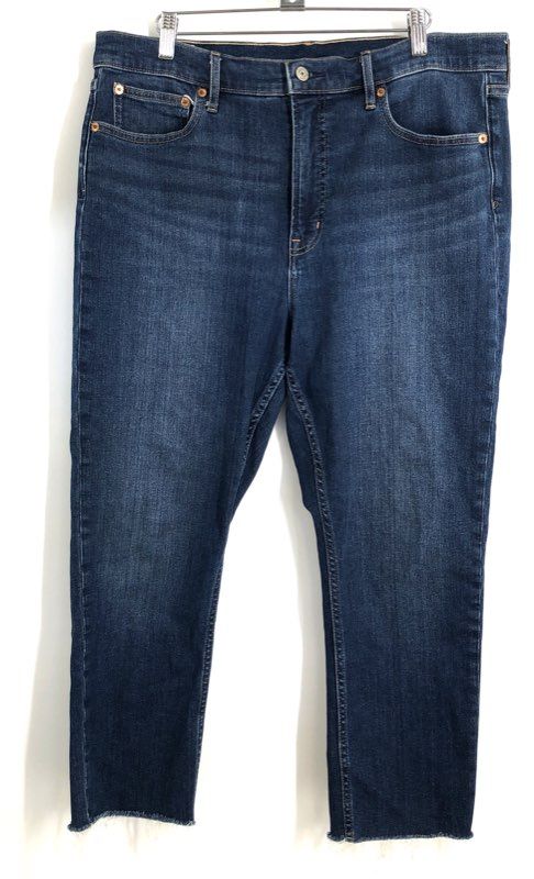 GAP Women's Blue Vintage Slim High Rise Frayed Hem Raw Edge Jeans Sz 33 16R