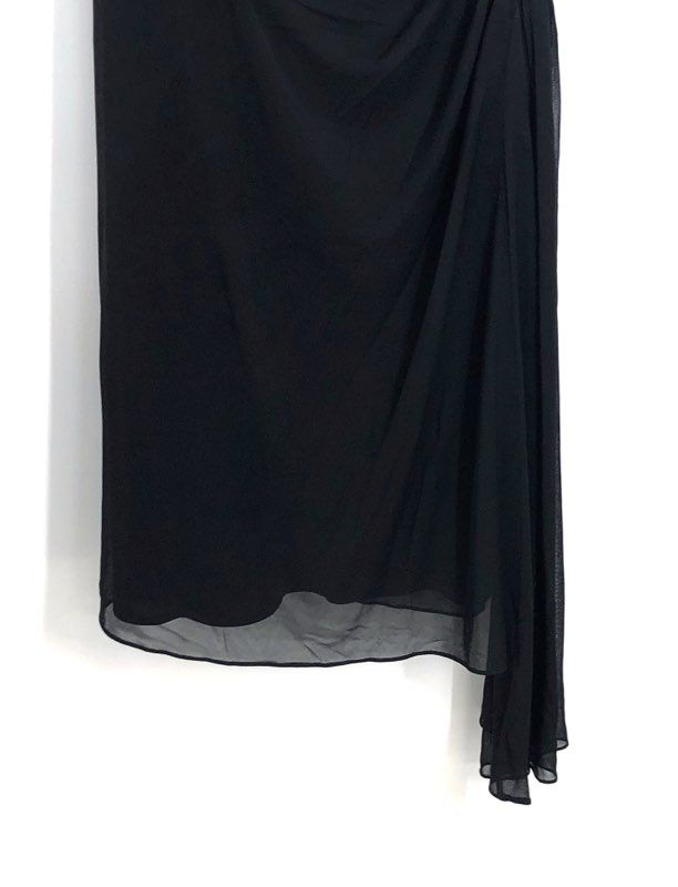 Alex Evenings Women's Black One Shoulder Draped Ruched Cocktail Dress Sz 6 NWT