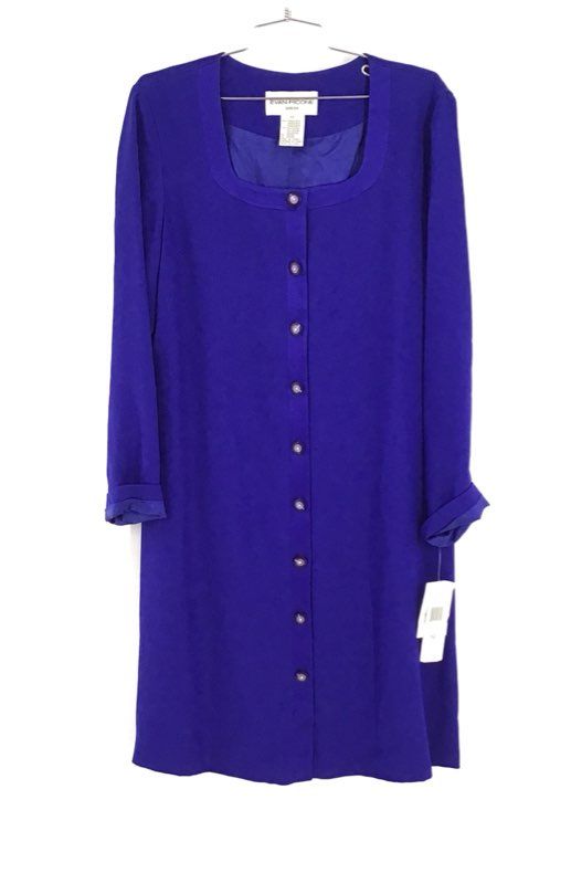 NWT Evan Picone Women&#39;s Blue Long Sleeve Shift Dress - Size 12